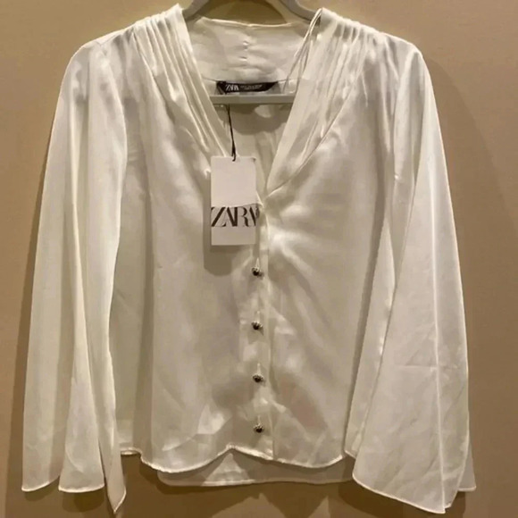 ZARA GATHERED SATIN EFFECT top - Picture 7 of 11